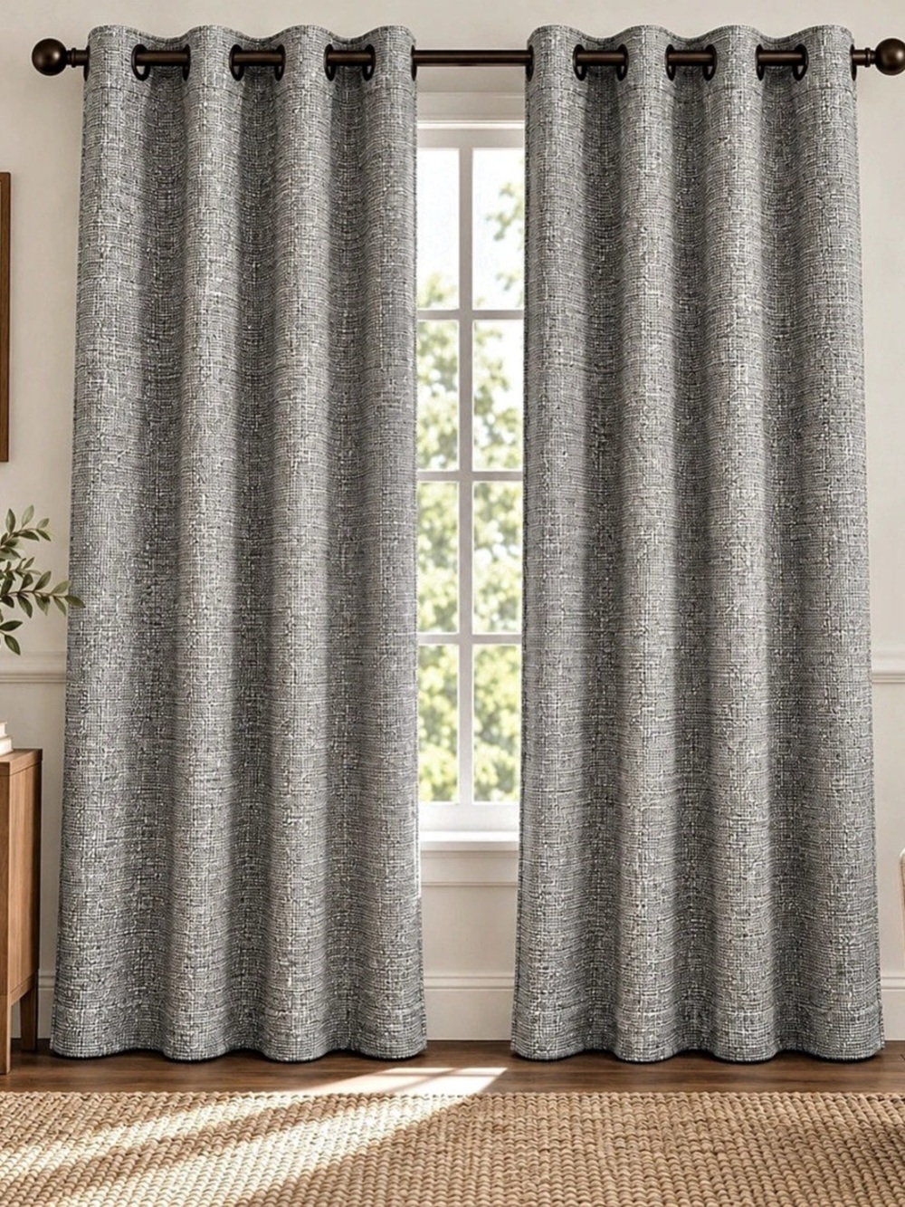 Mainstays Textured Solid Blackout Grommet Curtain Panel Gray Grommet Curtain